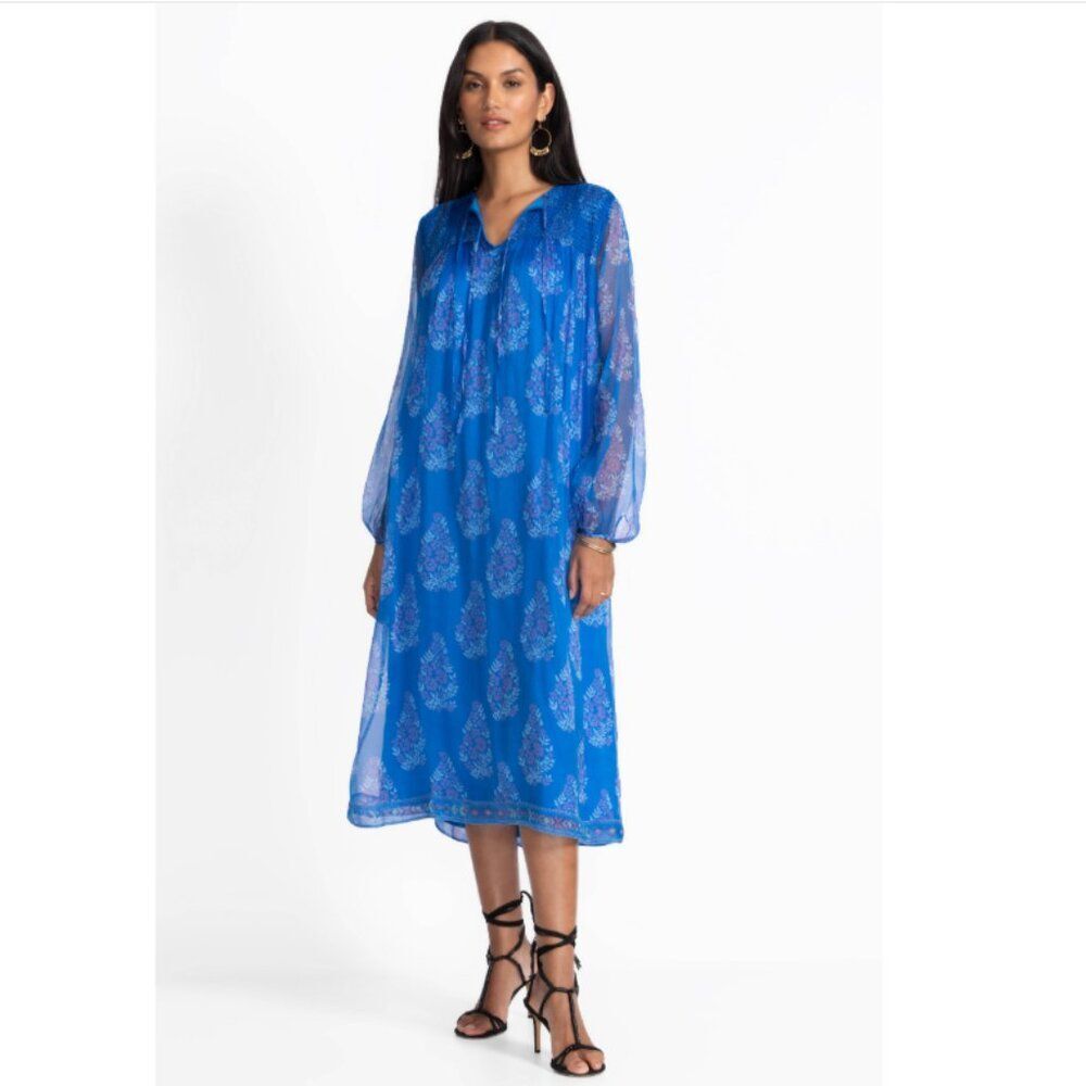 NWT Johnny Was Blaire Midi Dress embellished silk summer vacation